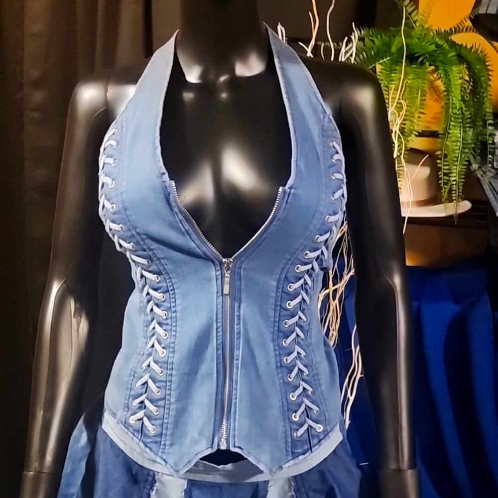DENIM HALTER